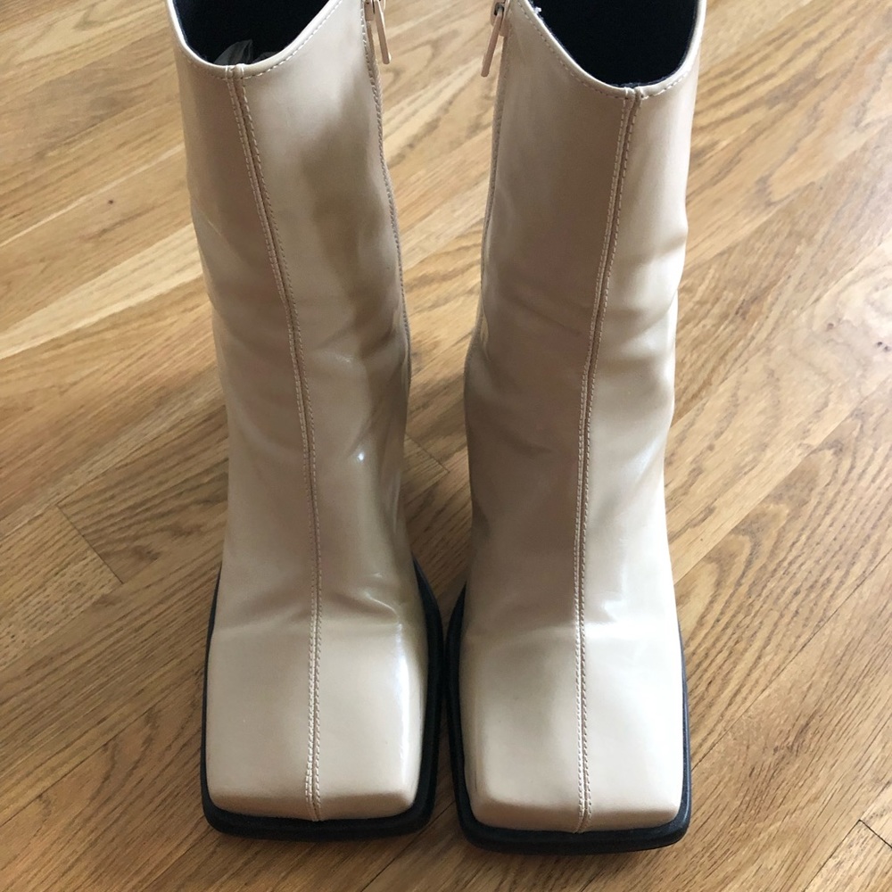 Cream ankle boots